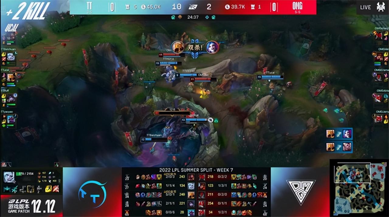 LOL-LPL：ucal沙皇单吃下路组伤害爆炸，TT稳健运营2-1掀翻OMG