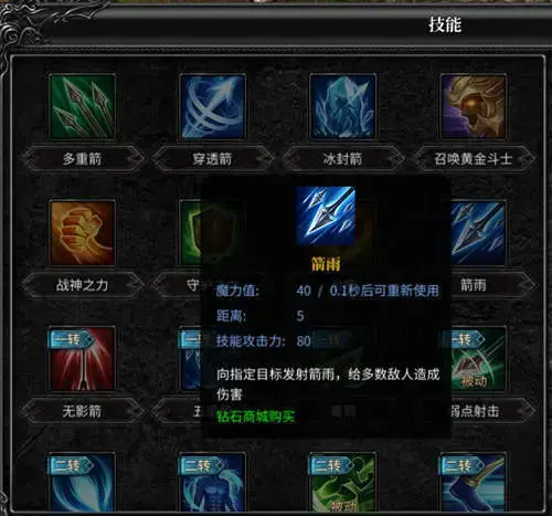 奇迹弓箭手多重箭和五重箭，奇迹弓箭手战神之力