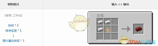 我的世界血族传奇强化灌血铁锭怎么弄？