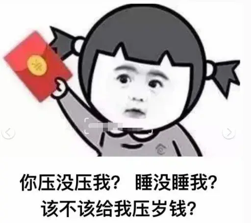 你压没压我睡没睡我该不该给我压岁钱表情包