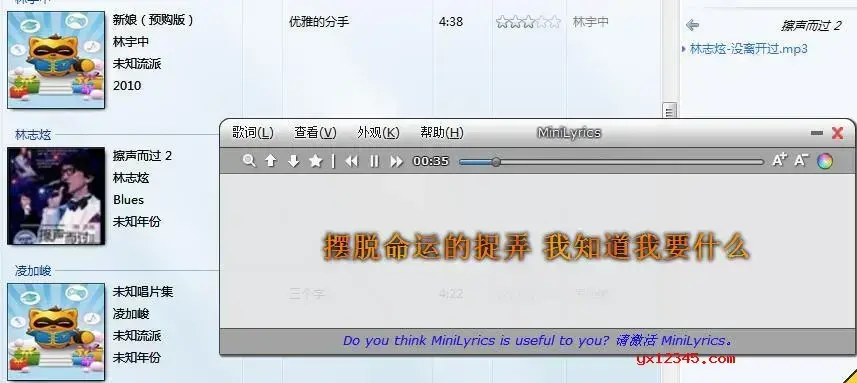 迷你歌词minilyrics