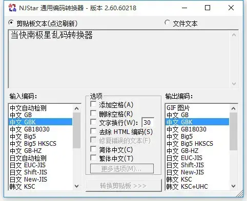 南极星乱码转换器