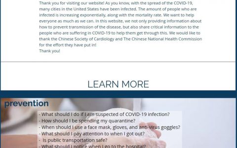 网站：武汉女孩在美国建网站。科普新冠肺炎：我的学校已经接种了两针疫苗。