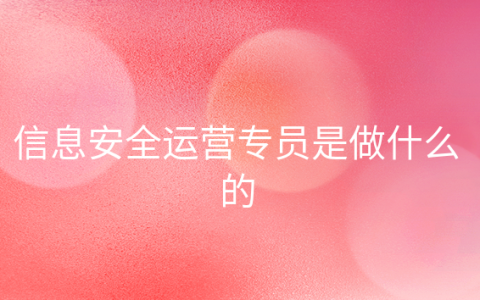 重庆信息安全运营专员是做什么的