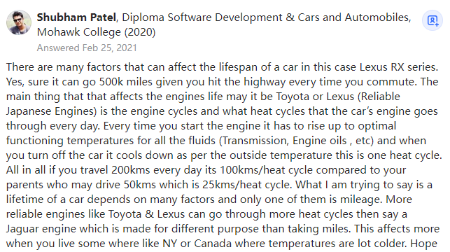 一辆雷克萨斯到底可以开多久？