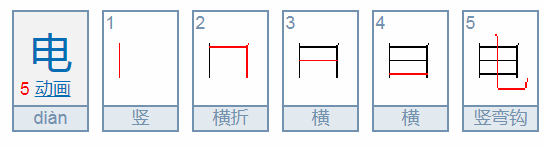 电字的笔画顺序正确写法！