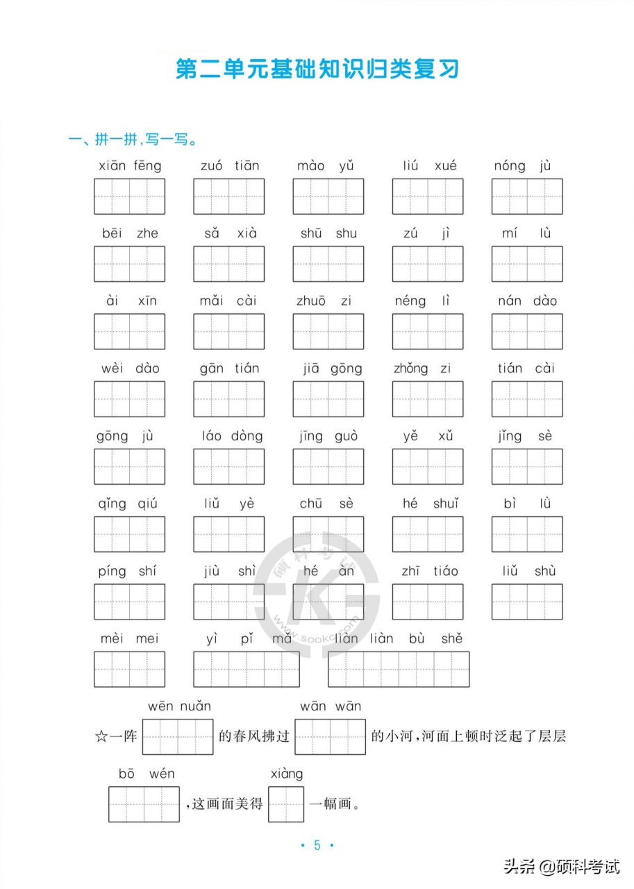 最新！部编版二年级语文下册1~4单元基础知识归类复习，复习必备