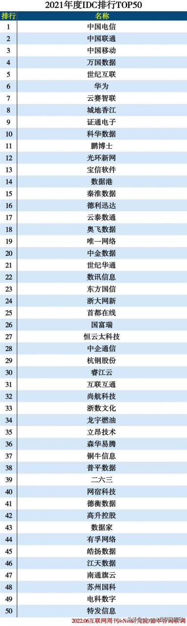 2021年度IDC分类排行