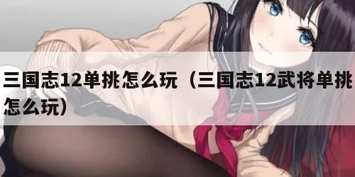 三国志12单挑怎么玩（三国志12武将单挑怎么玩）