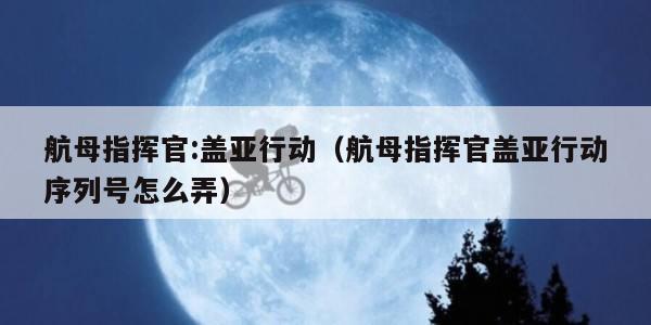 航母指挥官:盖亚行动（航母指挥官盖亚行动序列号怎么弄）