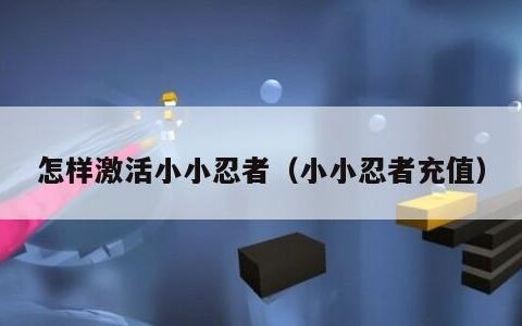 怎样激活小小忍者（小小忍者充值）