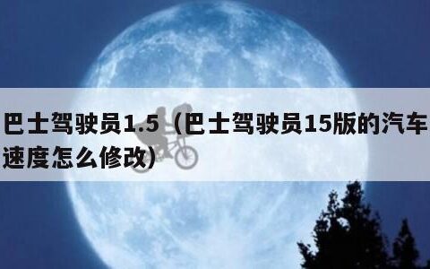 巴士驾驶员1.5（巴士驾驶员15版的汽车速度怎么修改）
