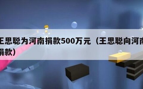 王思聪为河南捐款500万元（王思聪向河南捐款）