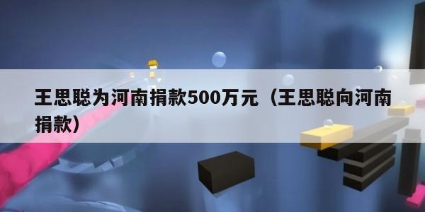 王思聪为河南捐款500万元（王思聪向河南捐款）