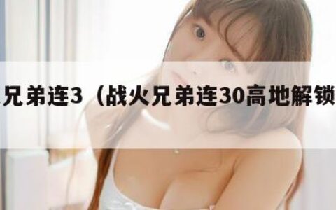 战火兄弟连3（战火兄弟连30高地解锁关卡）