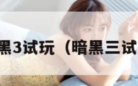 暗黑3试玩（暗黑三试玩）