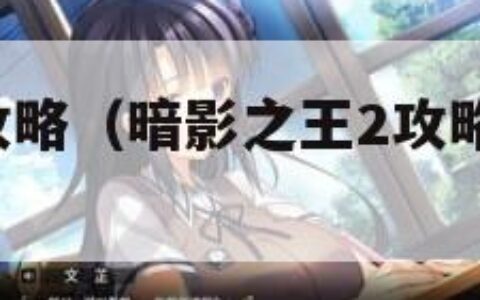 暗影之王2攻略（暗影之王2攻略大全图文详解）