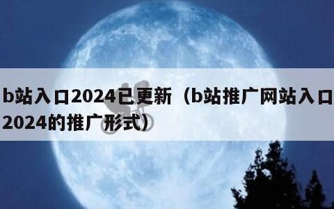 b站入口2024已更新（b站推广网站入口2024的推广形式）